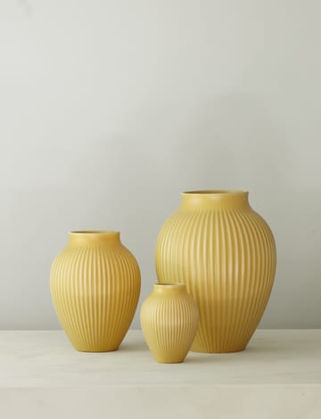 Knabstrup Vase geriffelt 20cm - Yellow - Knabstrup Keramik