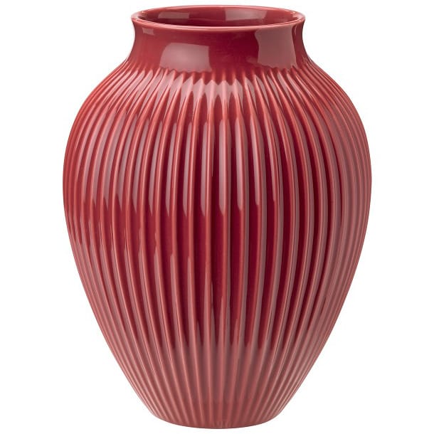 Knabstrup Vase geriffelt 27cm - Bordeaux - Knabstrup Keramik
