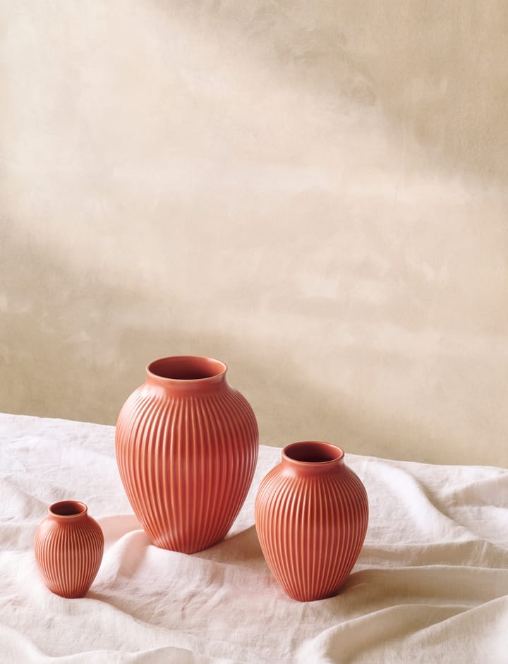 Knabstrup Vase geriffelt 27cm, Coral Knabstrup Keramik