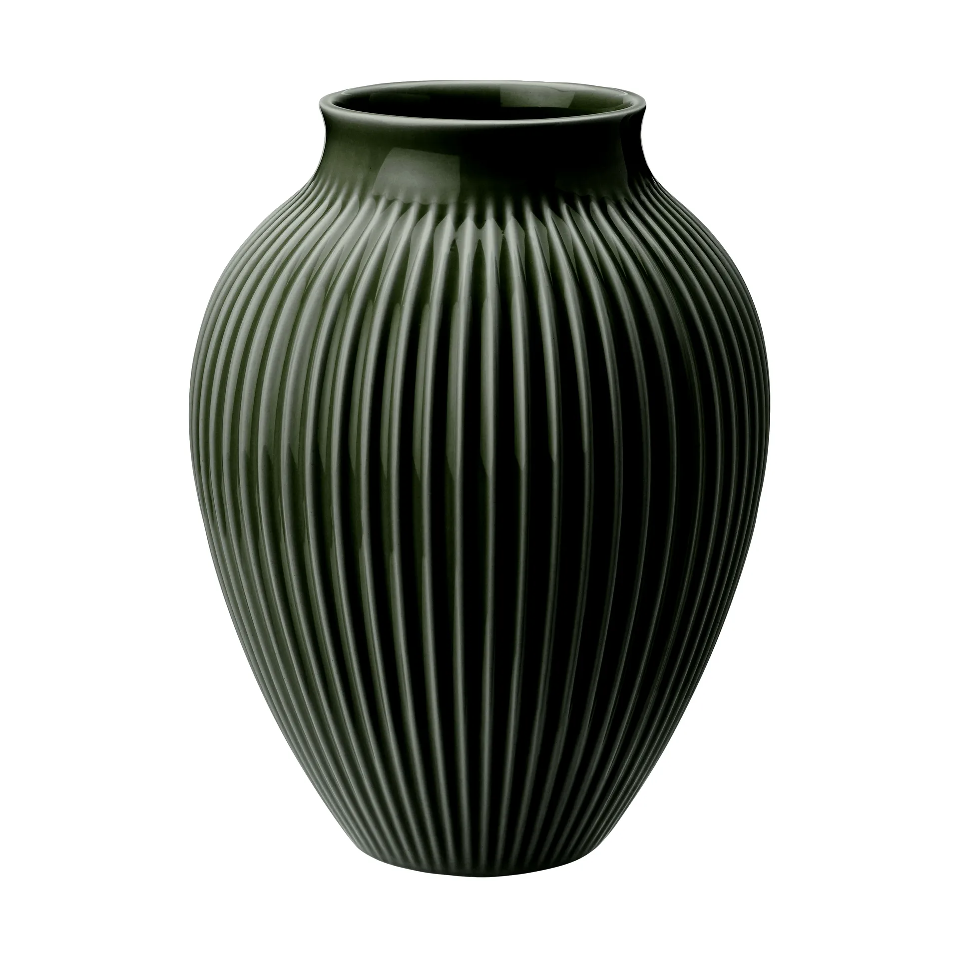 Knabstrup Vase geriffelt 27cm, Dark green Knabstrup Keramik