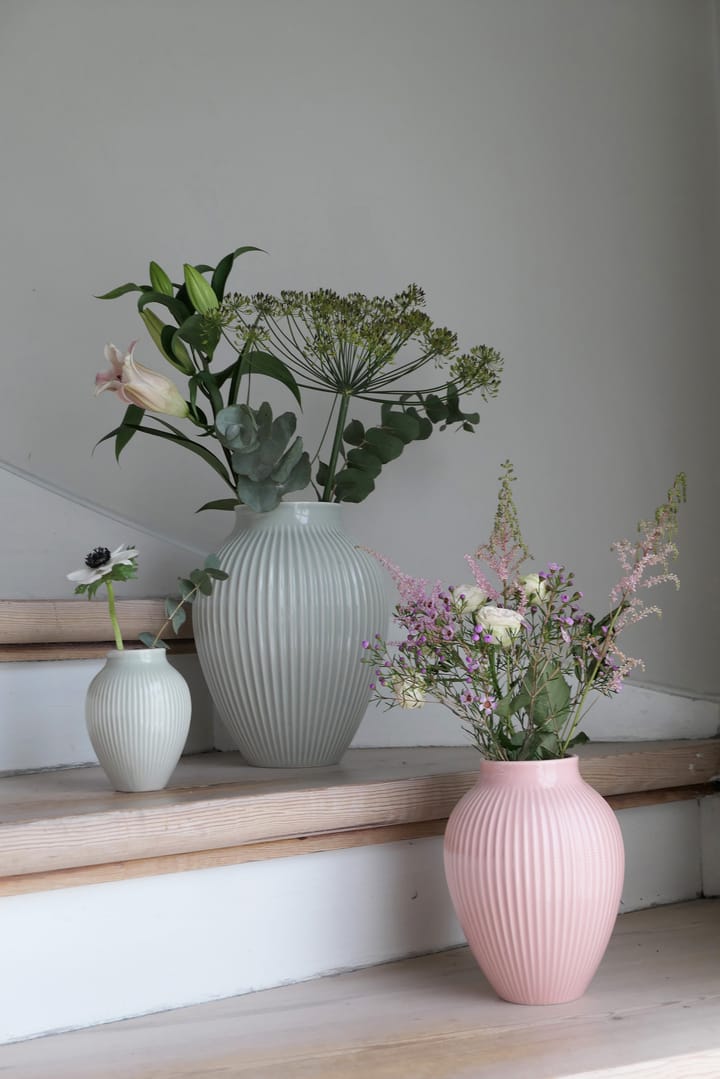 Knabstrup Vase geriffelt 27cm, Minzgrün Knabstrup Keramik