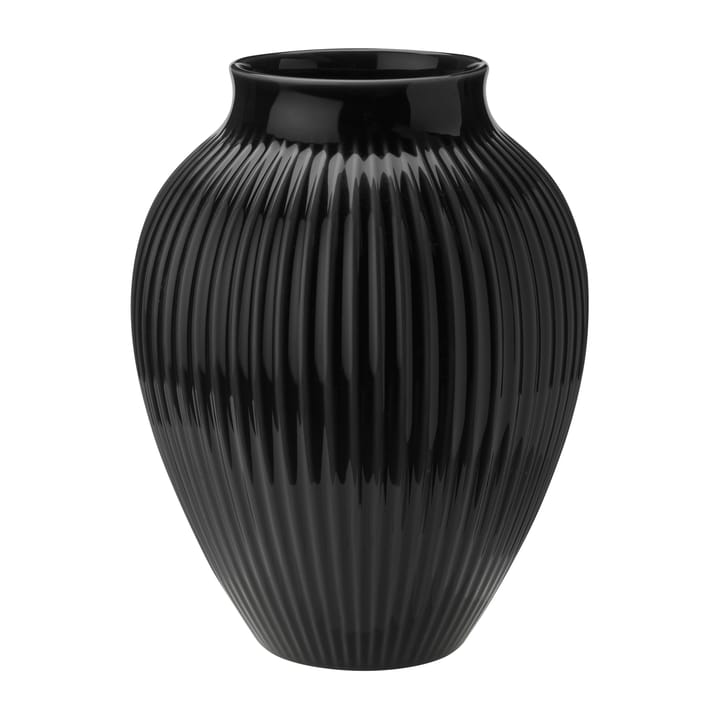 Knabstrup Vase geriffelt 27cm - Schwarz - Knabstrup Keramik