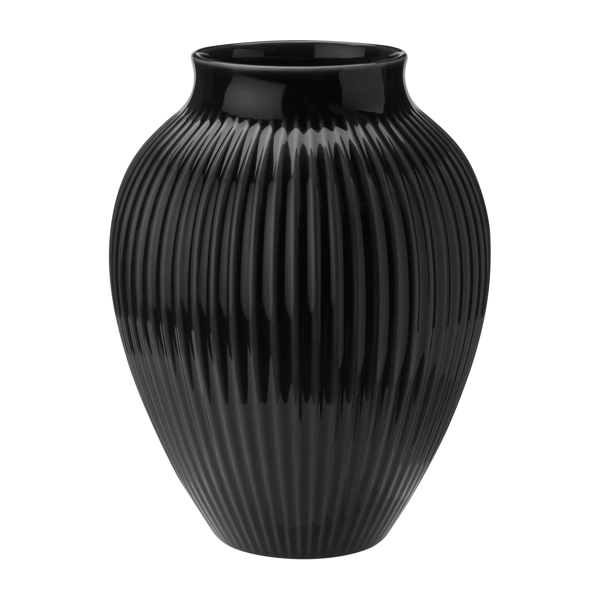 Knabstrup Vase geriffelt 27cm, Schwarz Knabstrup Keramik