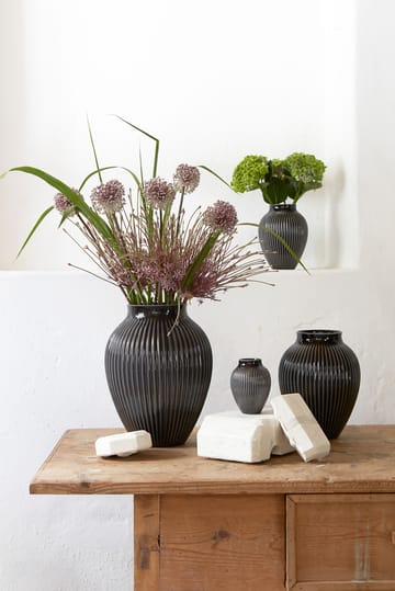 Knabstrup Vase geriffelt 27cm - Schwarz - Knabstrup Keramik