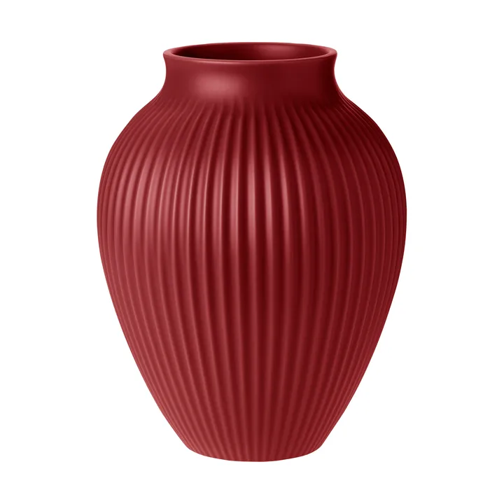 Knabstrup Vase geriffelt 27cm - Soft cherry red - Knabstrup Keramik