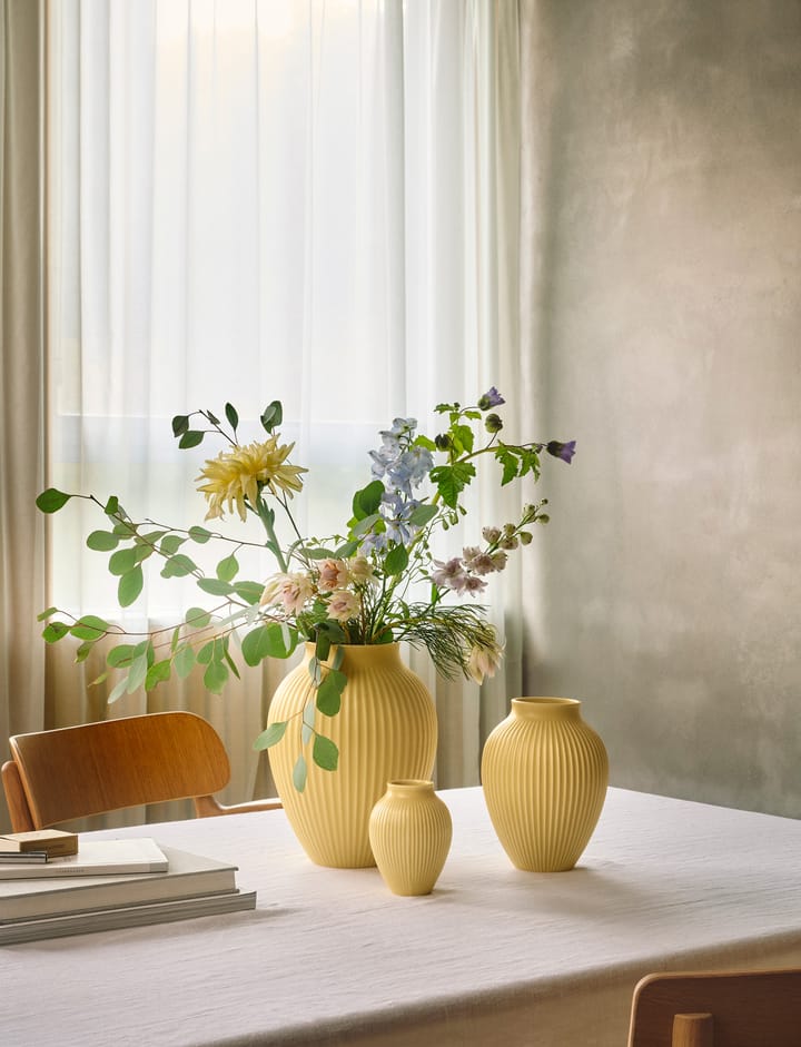 Knabstrup Vase geriffelt 27cm, Yellow Knabstrup Keramik