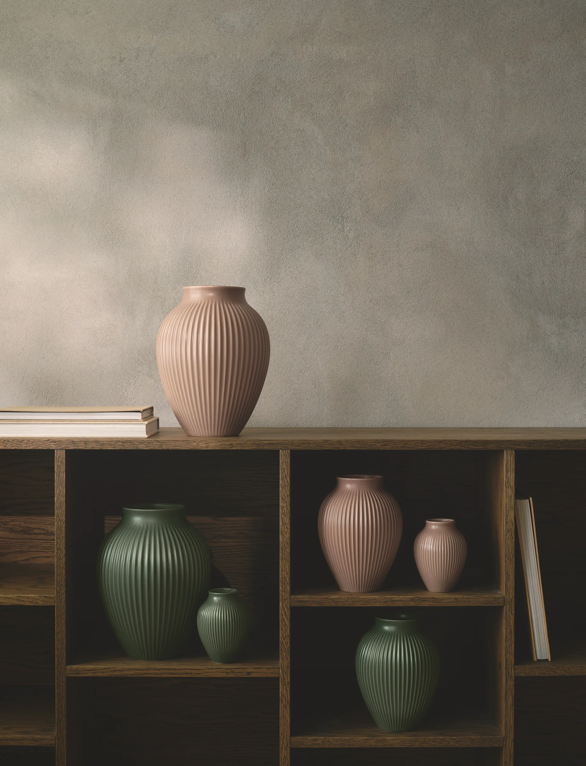 Knabstrup Vase ripple matt Celadon green, 12,5 cm Knabstrup Keramik