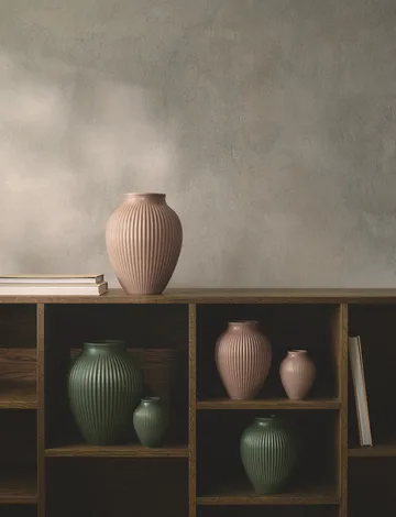 Knabstrup Vase ripple matt Celadon green - 12,5 cm - Knabstrup Keramik