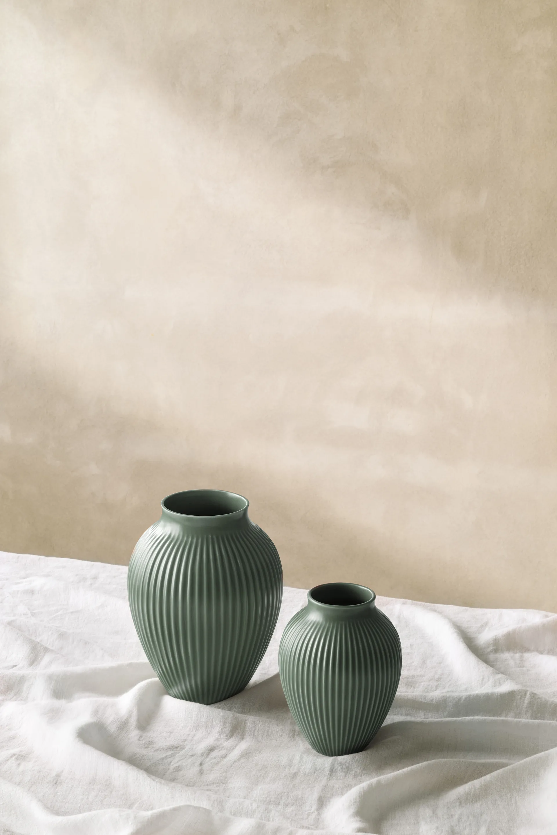 Knabstrup Vase ripple matt Celadon green, 12,5 cm Knabstrup Keramik
