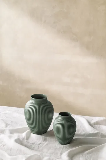 Knabstrup Vase ripple matt Celadon green - 12,5 cm - Knabstrup Keramik