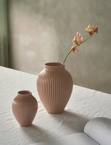 Knabstrup Vase ripple matt dusty rose - 27 cm - Knabstrup Keramik