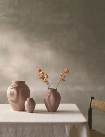 Knabstrup Vase ripple matt dusty rose - 27 cm - Knabstrup Keramik