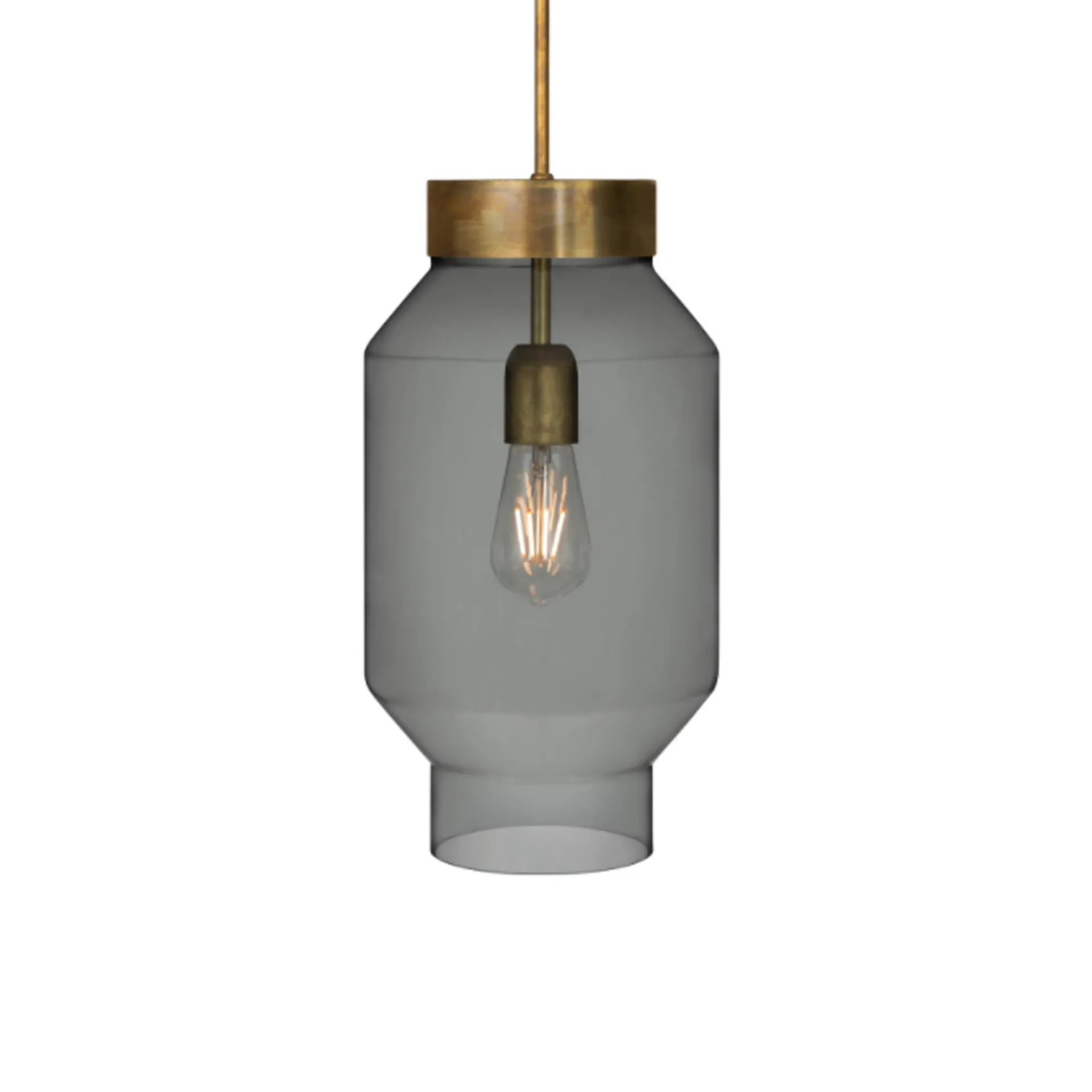 Fenomen Pendelleuchte, Rauchfarbenes Glas-Rohmessing-groß Konsthantverk