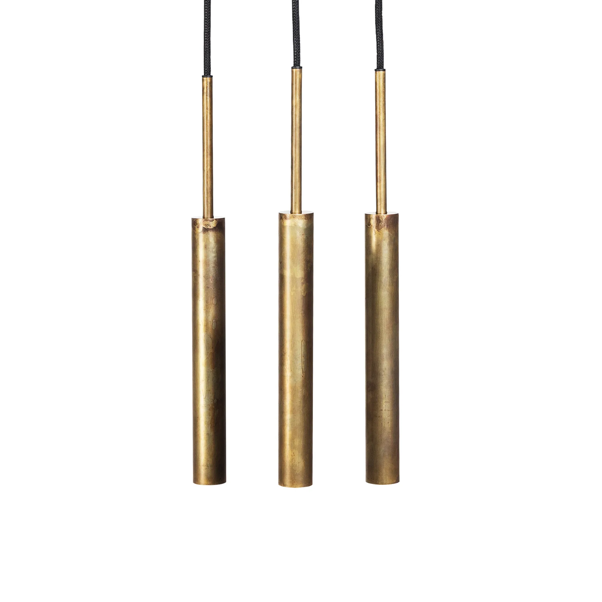 Stav Pendelleuchte 3 längliche Deckenplatte, Rohmessing Konsthantverk