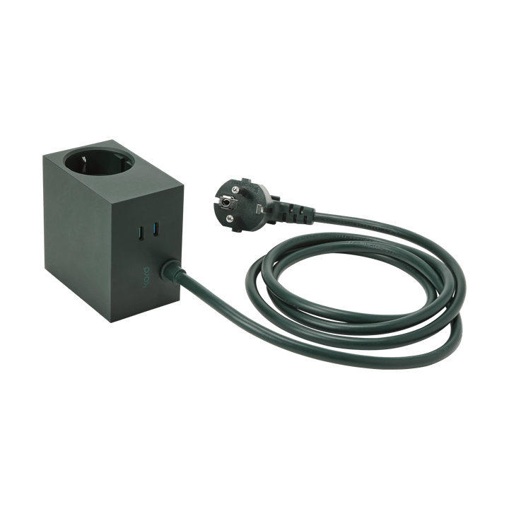 Cuboid+ Steckdose USB-C 30W 2 m, Dark Green Kord