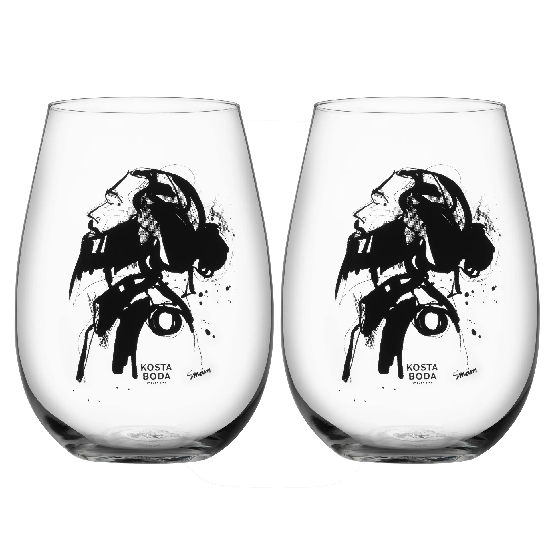 All about you Glas 57 cl 2er Pack, Love him (grau) Kosta Boda