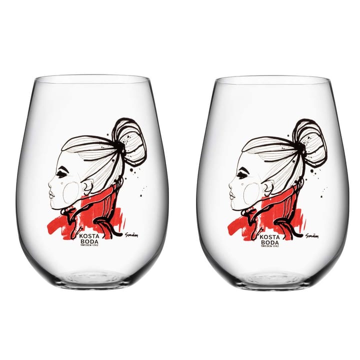 All about you Glas 57 cl 2er Pack - Want you (rot) - Kosta Boda