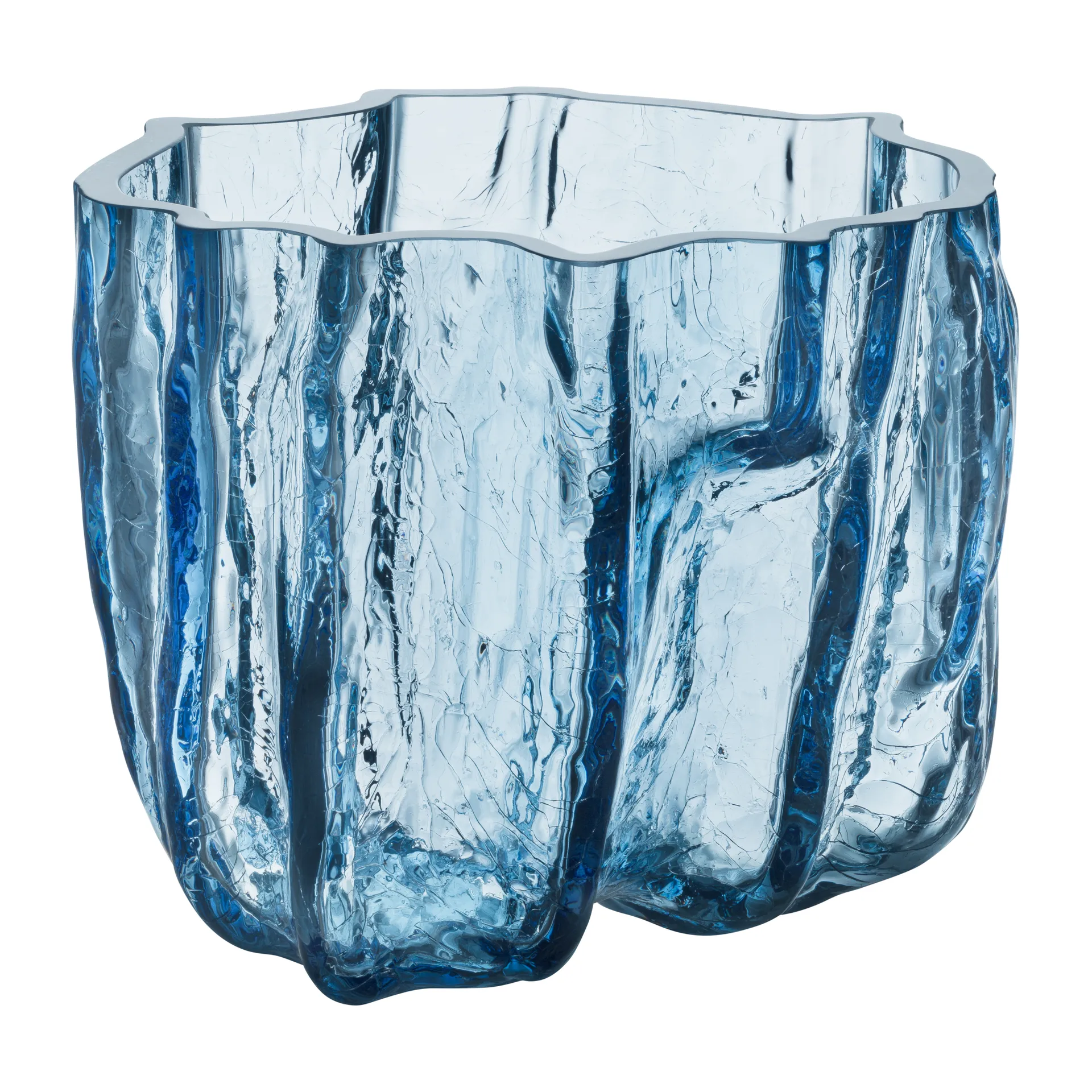 Crackle Vase 17,5cm, Rundes Glas Kosta Boda