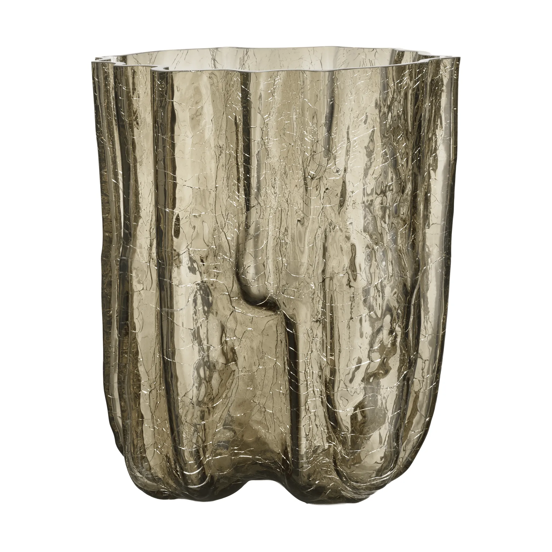 Crackle Vase 27 cm, Taupe Kosta Boda