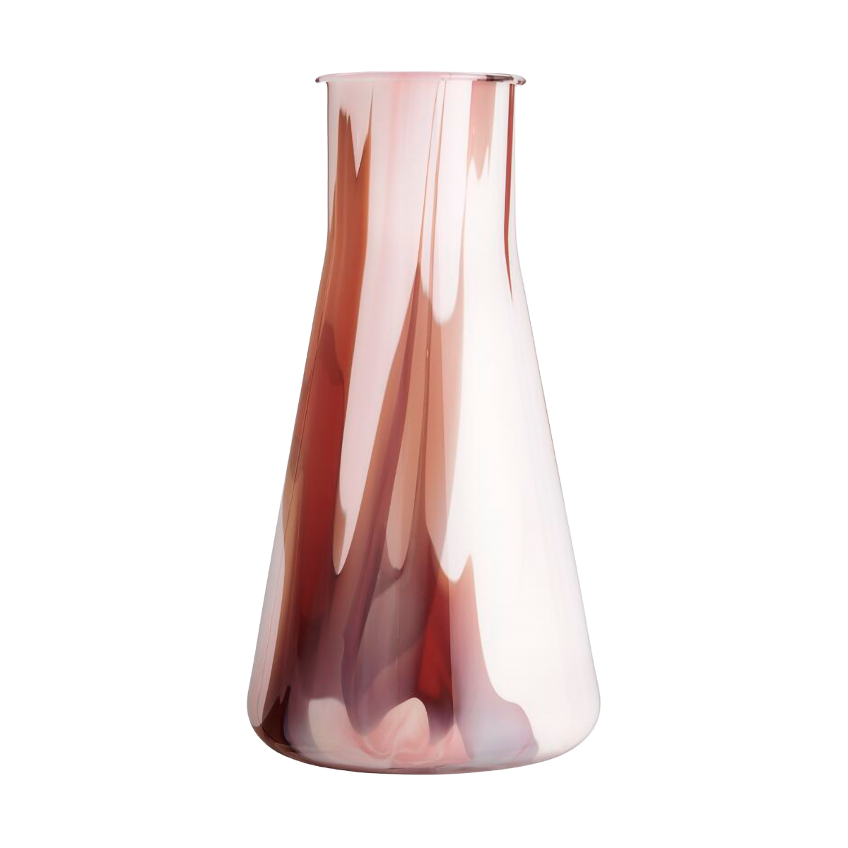 Kosta Boda Lab Erlenmeyer Vase 30,5 cm Rot-weiß-rosa
