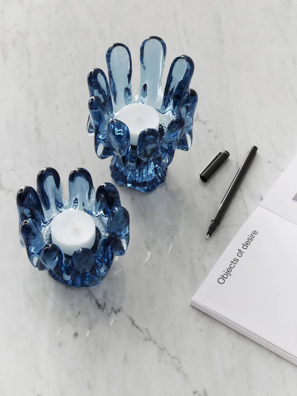 Solros Windlicht zylindrisches Glas 9,2 cm, Blau Kosta Boda