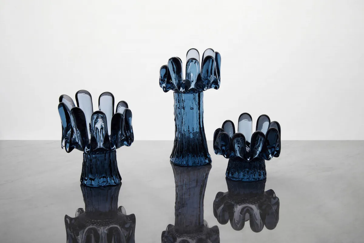 Solros Windlicht zylindrisches Glas 9,2 cm, Blau Kosta Boda