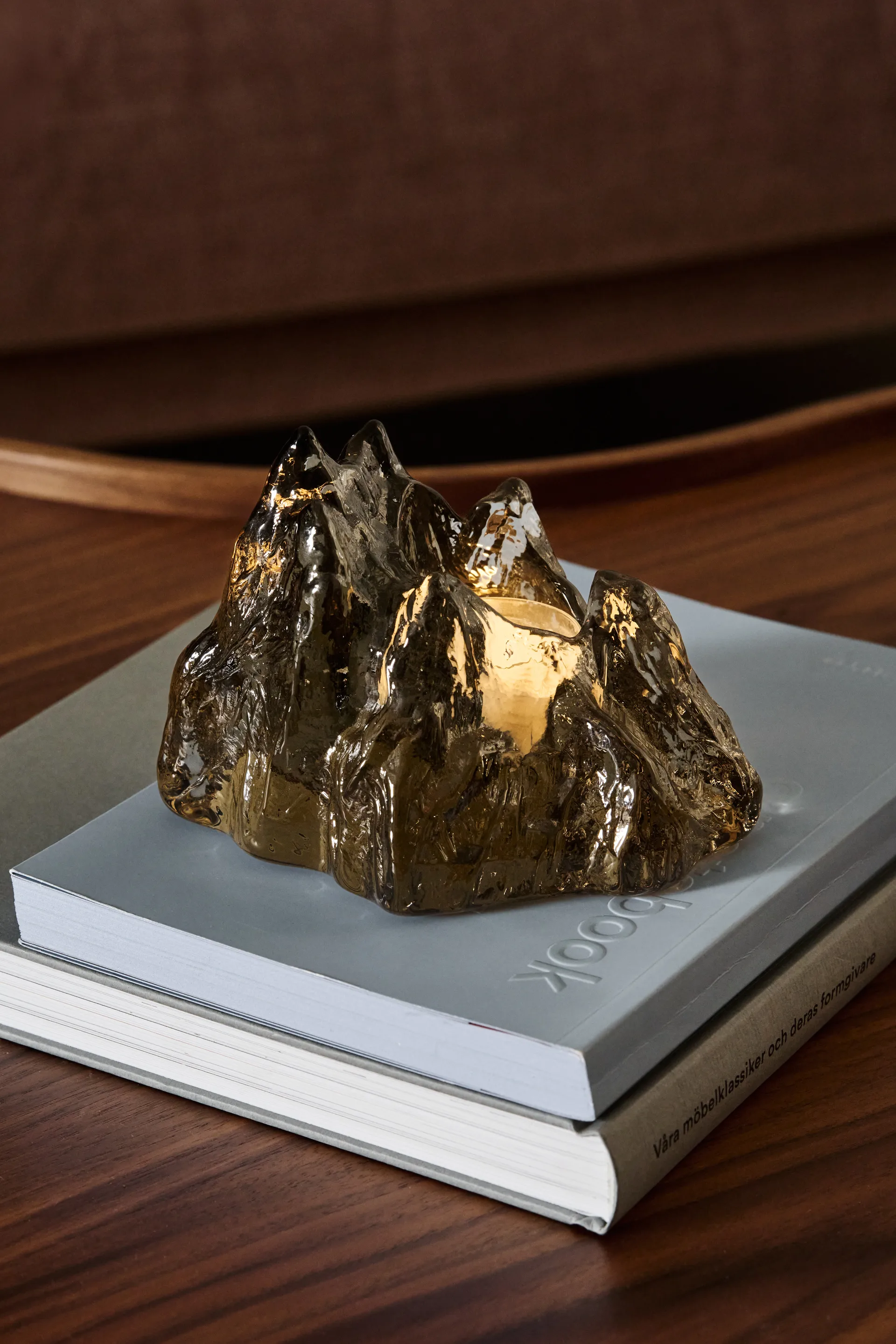 The Rock Windlicht 91 mm, Taupe Kosta Boda