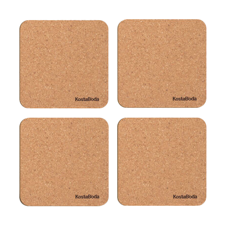 Kosta Boda Viva Glasuntersetzer 9,6x9,6 cm 4er-Pack Kork