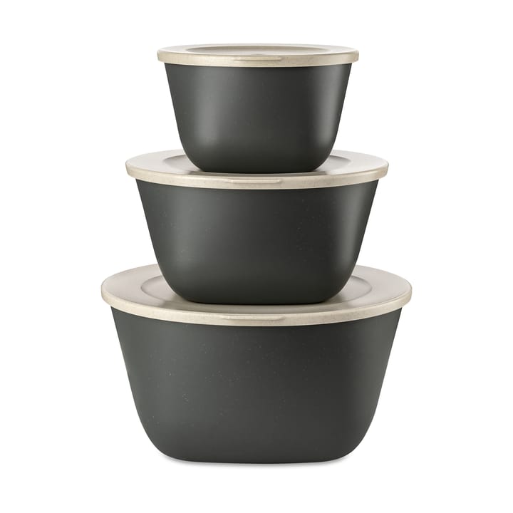 Connect Stockholm Schale mit Deckel 3er Set - Nature ash grey - Koziol