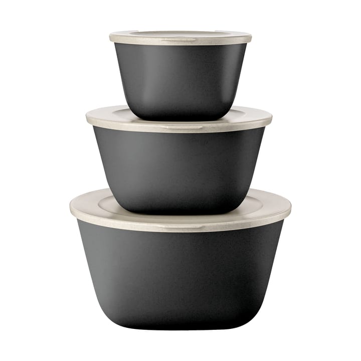 Connect Stockholm Schüssel+Deckel 3-teilig biozirkulärer Thermoplast - Nature ash grey - Koziol