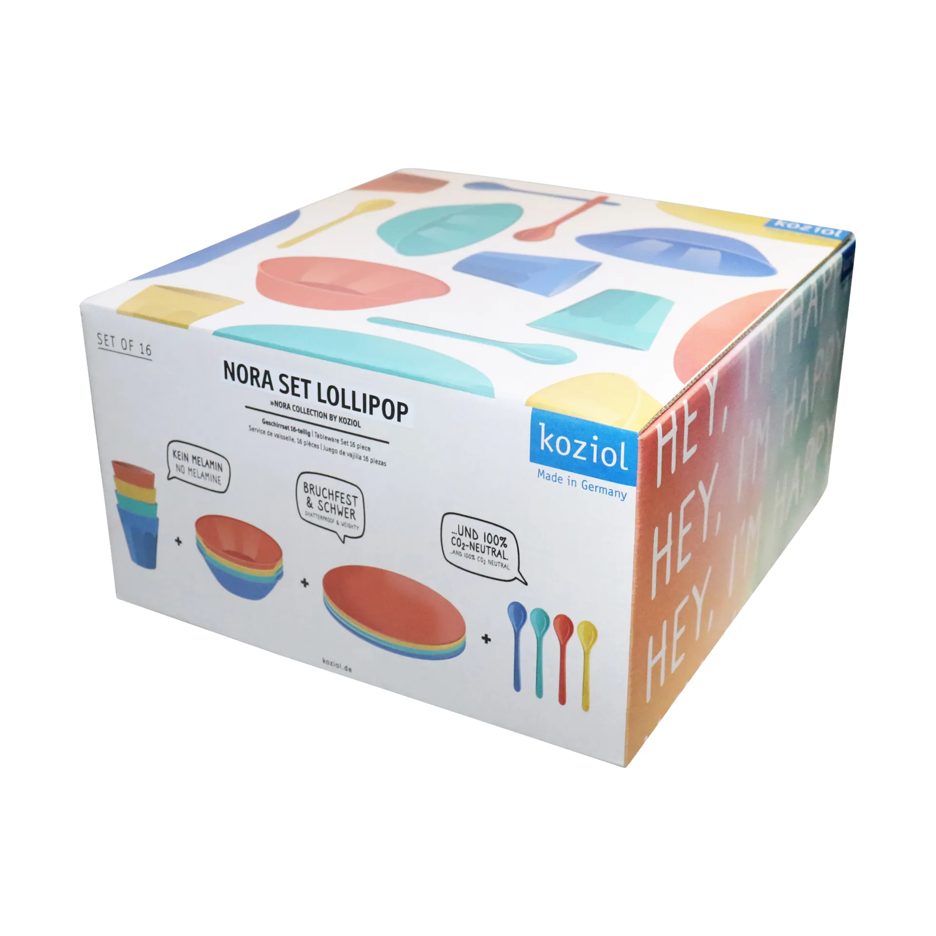 Nora Lollipop Geschirrset 16-teilig, Multi Koziol