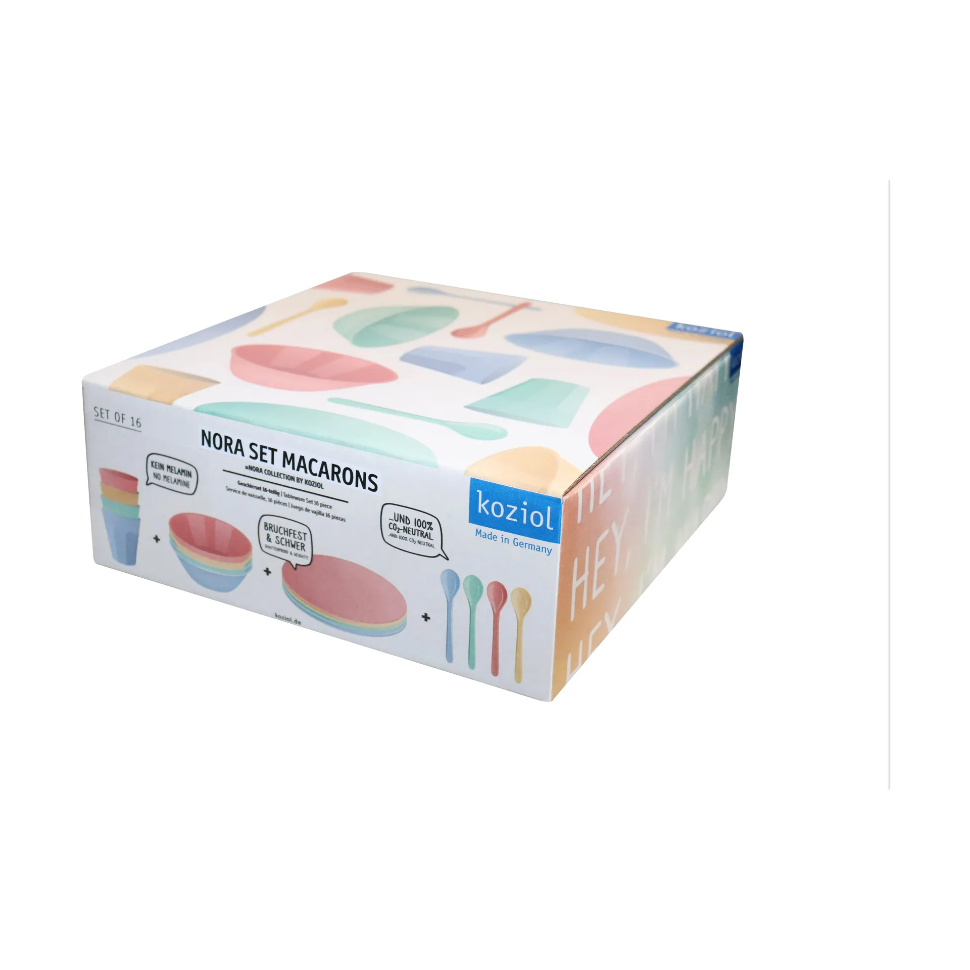 Nora Macarons Geschirrset 16-teilig, Multi Koziol