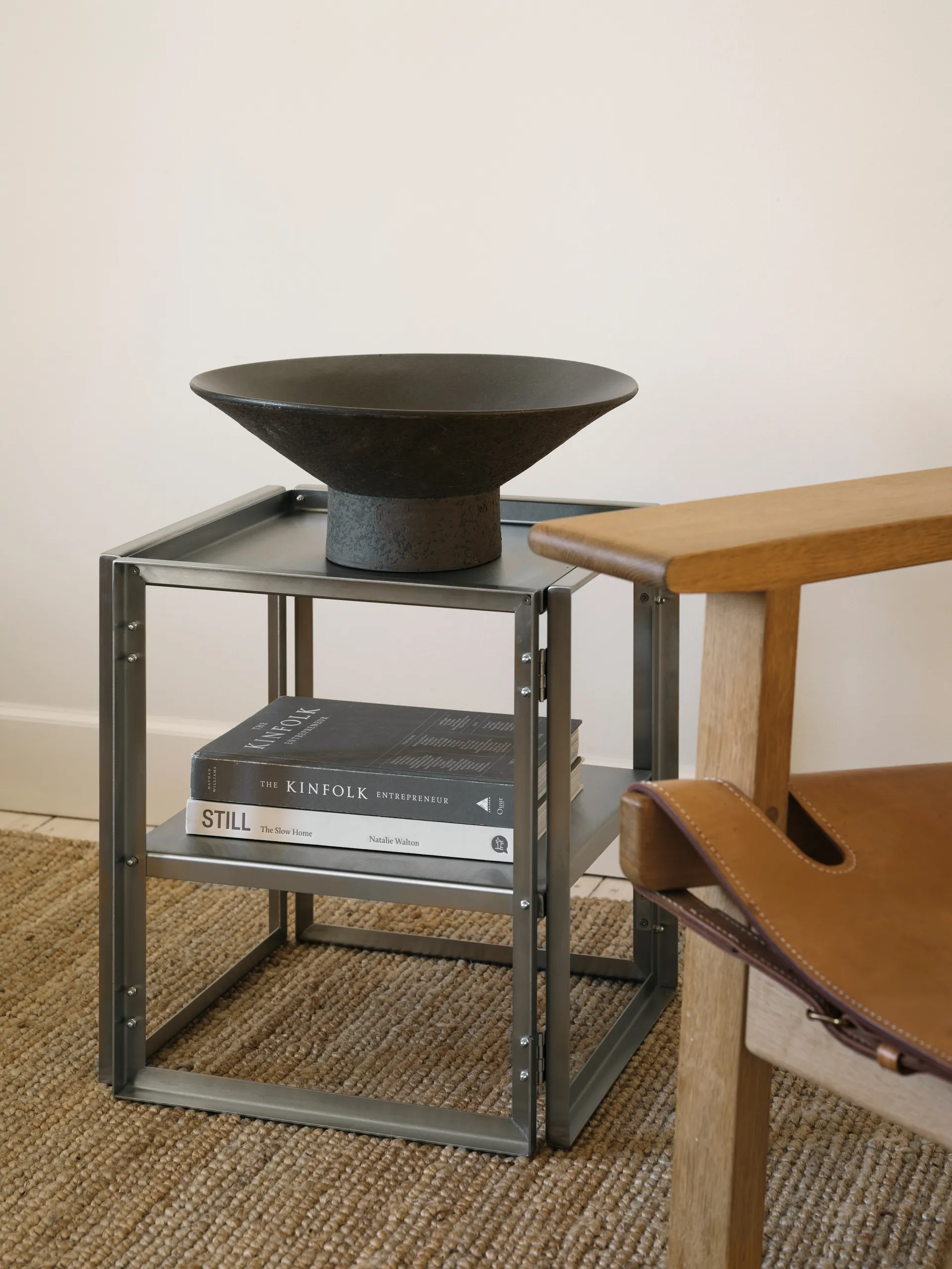 Klappbares Beistelltisch 40x40 cm, Gebürsteter Edelstahl Kristina Dam Studio