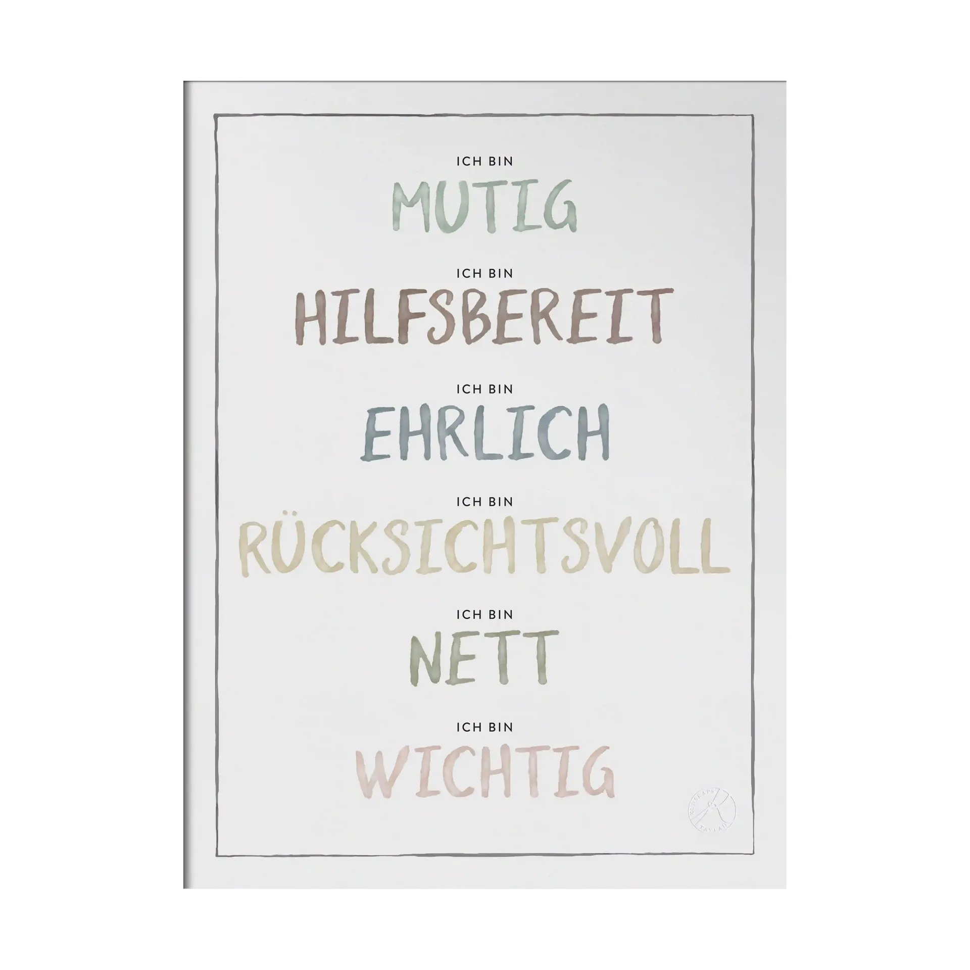 Ich bin Poster 30x40 cm, Dusty pastel Kunskapstavlan®