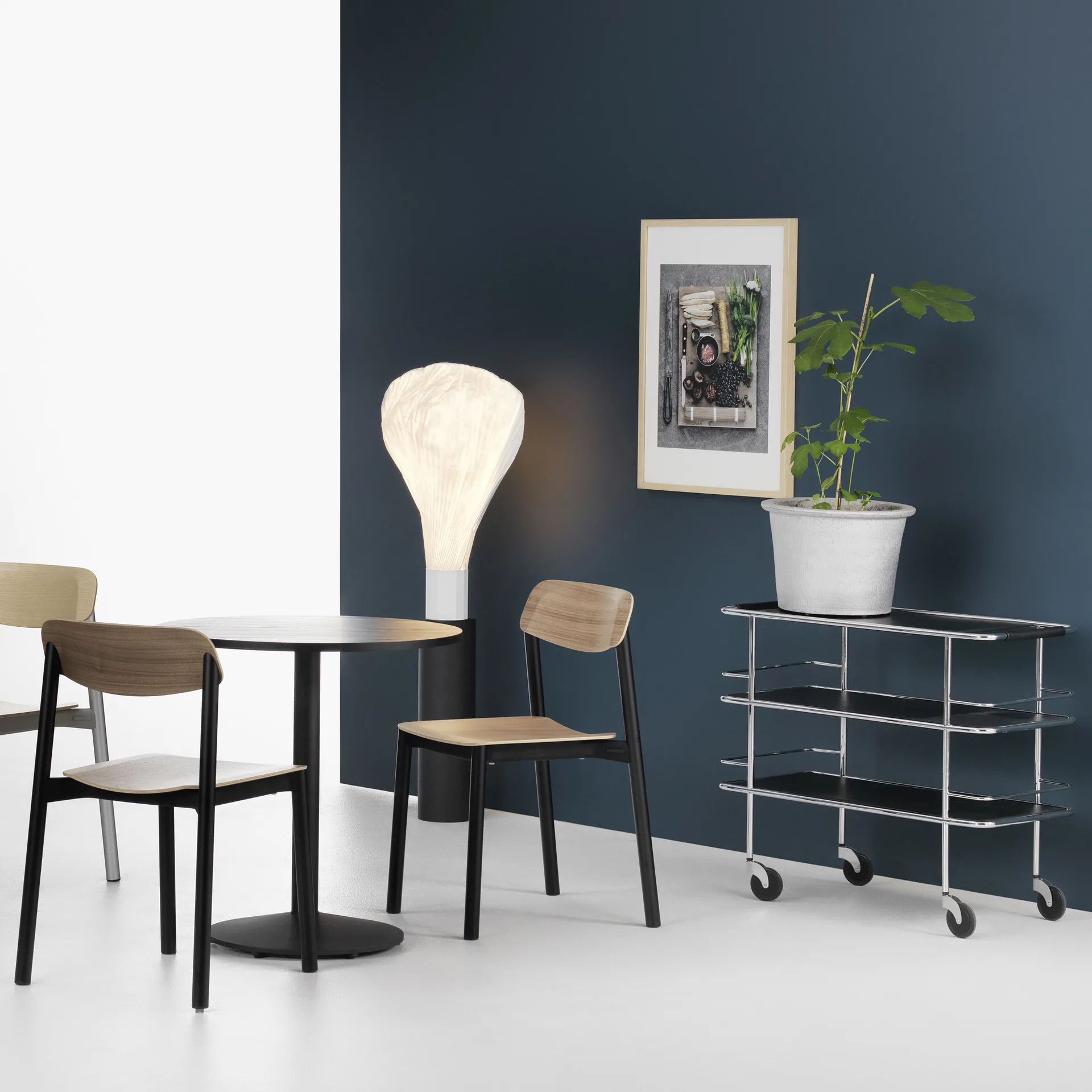 Cargo Servierwagen, Schwarzes Laminat-Chrom Lammhults