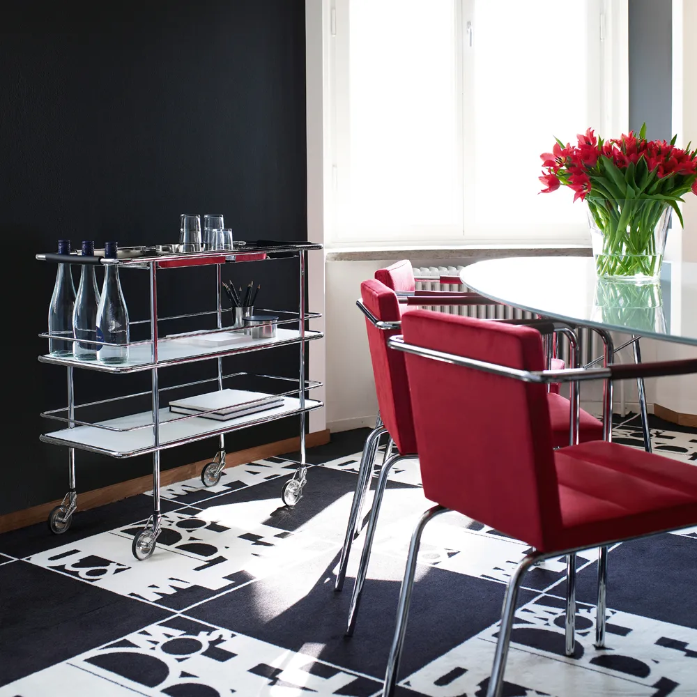 Cargo Servierwagen, Weißes Laminat-Chrom Lammhults