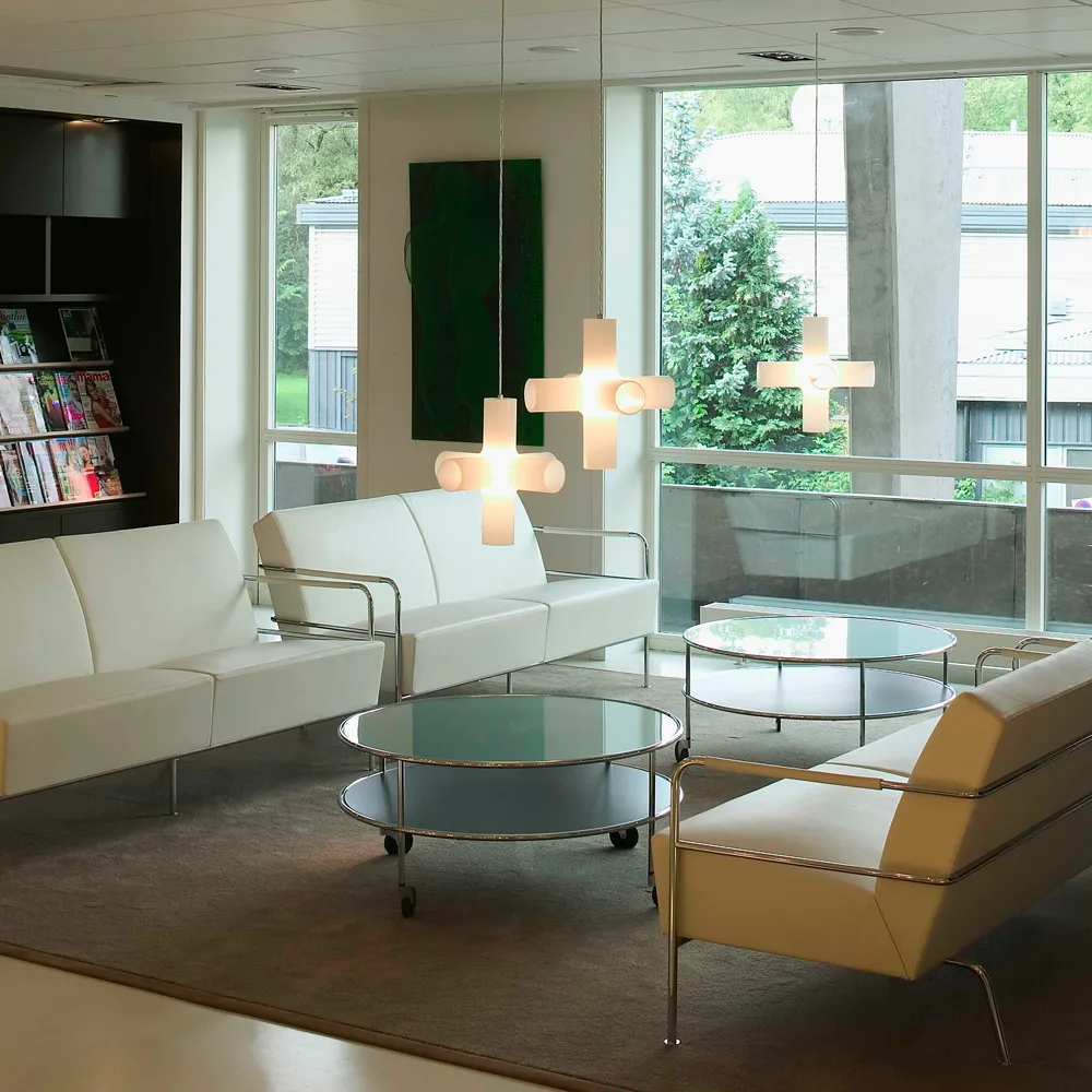 Chicago III Couchtisch, Weißes Laminat-Chrom Lammhults