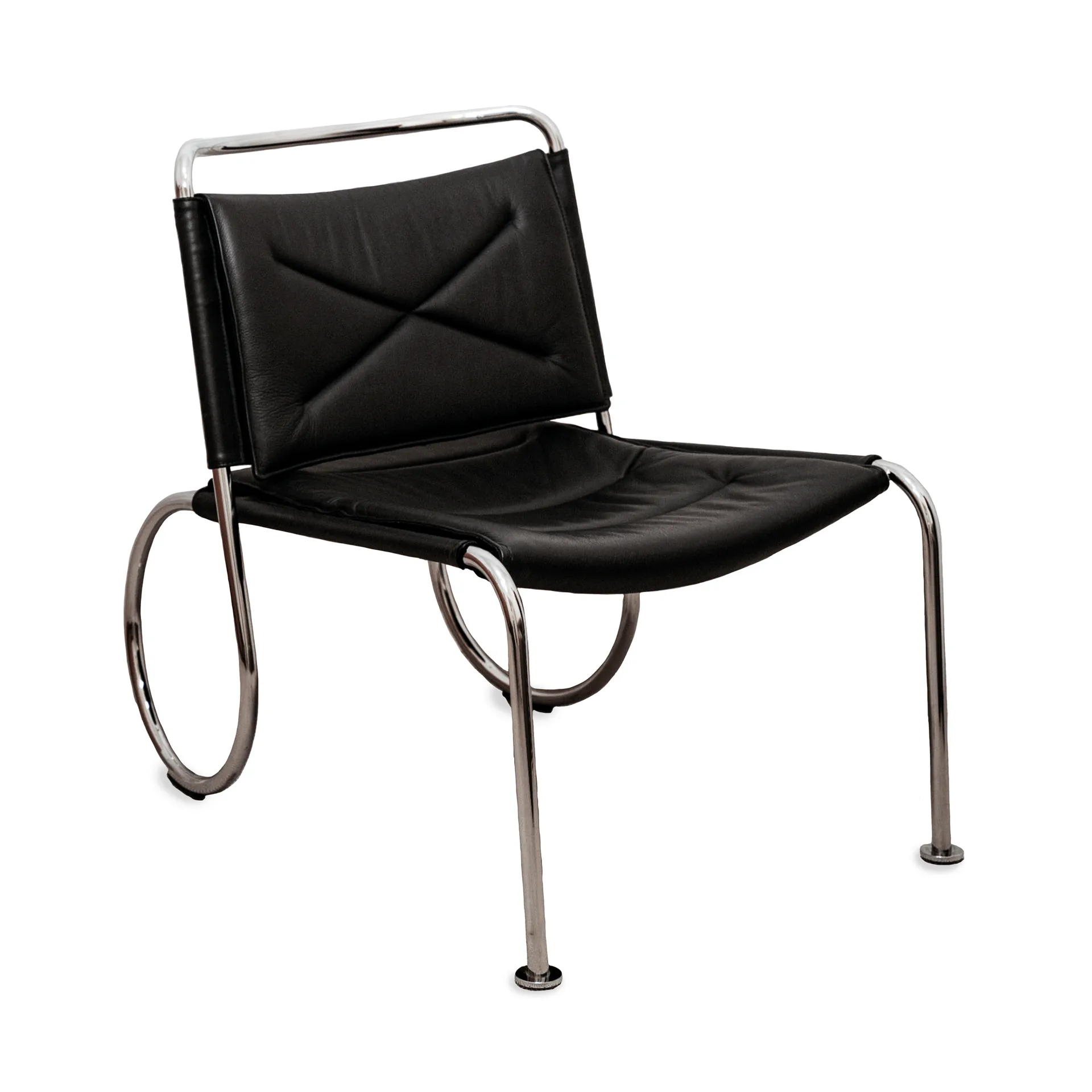 Corso easy chair Stuhl, Elmo Nordic Leder Schwarz-Chrom Lammhults