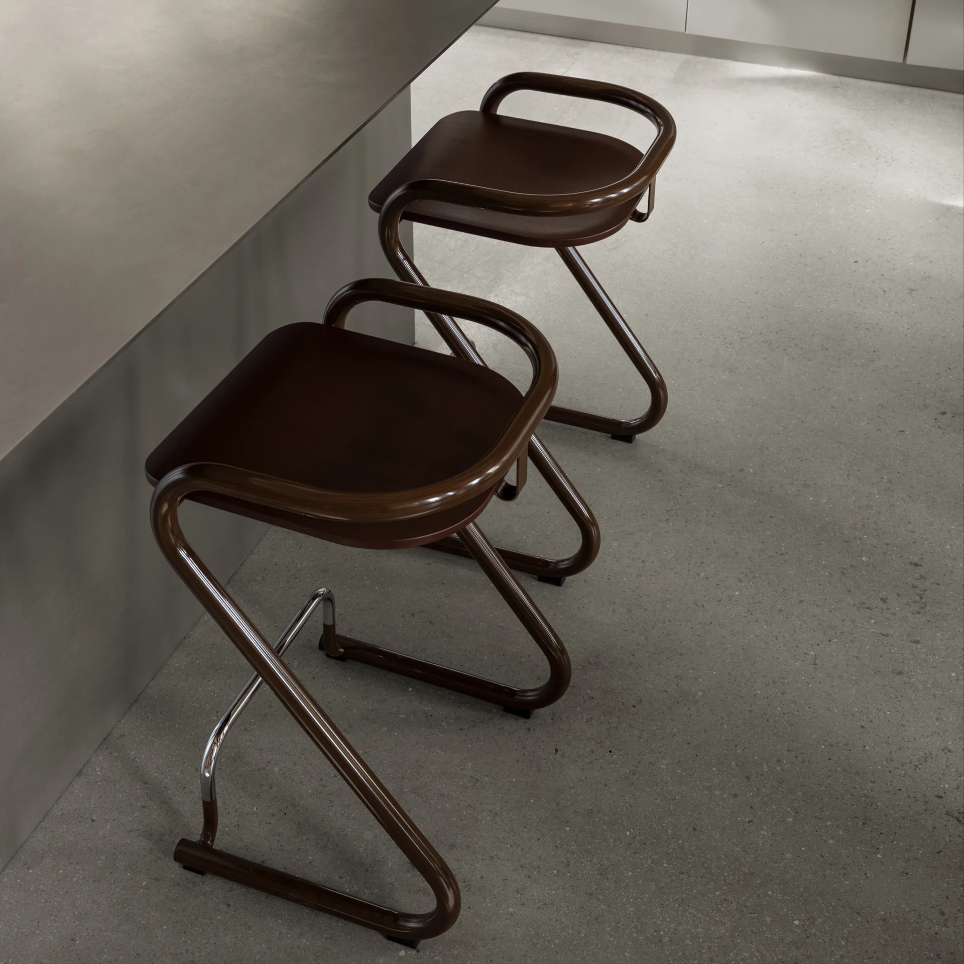 S70-3 Barhocker, Elmo Nordic Leder Schwarz-Chromgestell Lammhults