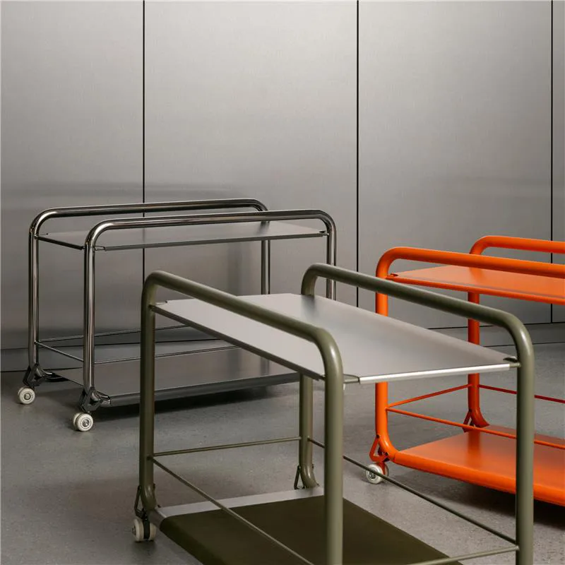 Tension Rollwagen, Chrom-beige-beige Ledermatte Lammhults