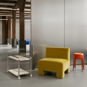 Tension Rollwagen - Chrom-beige-beige Ledermatte - Lammhults