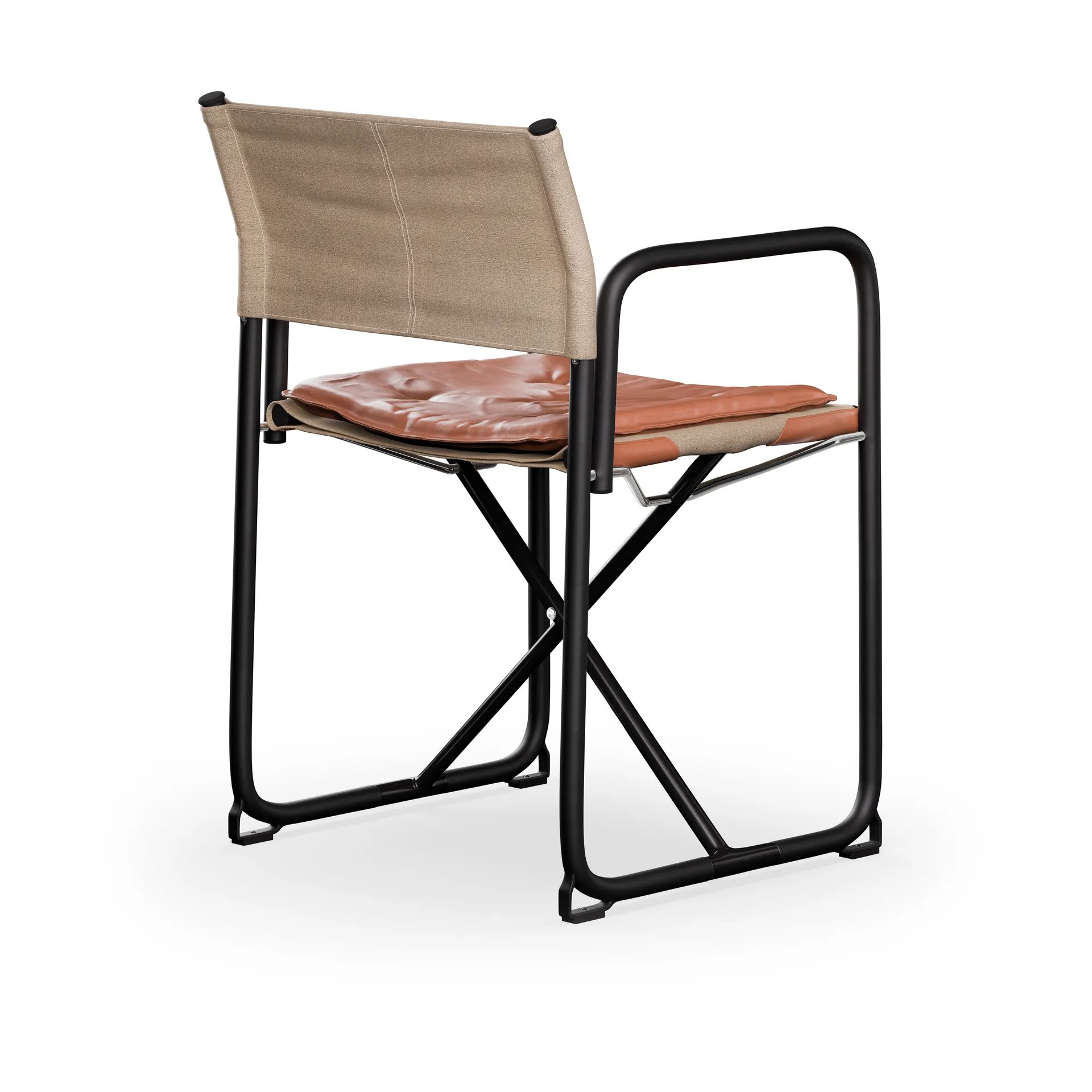 X75-2 Armlehnstuhl, Leinengewebe natur-Elmo Nordic Leder Cognac-schwarze Beine Lammhults