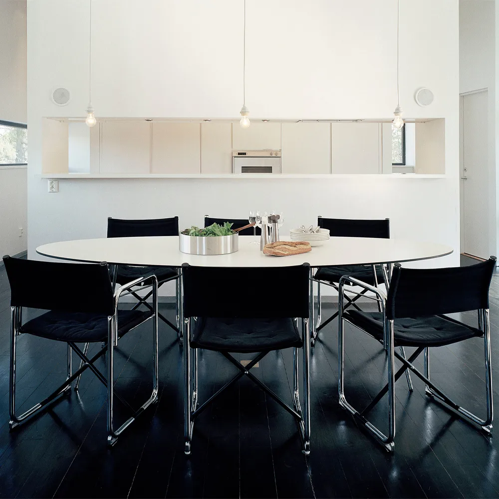 X75-2 Armlehnstuhl, Naturfarbenes Leinen-Chrom Lammhults