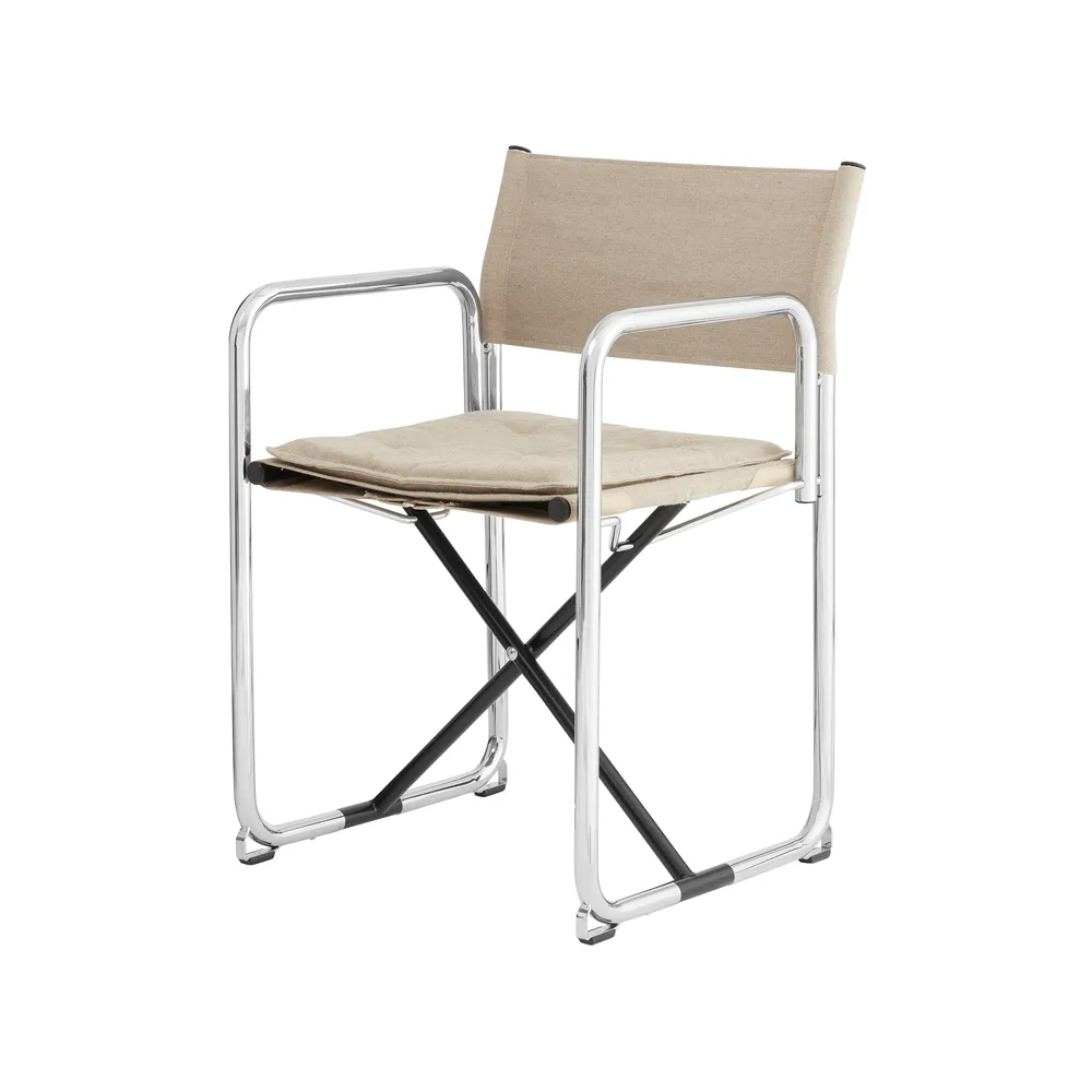 X75-2 Armlehnstuhl, Naturfarbenes Leinen-Chrom Lammhults