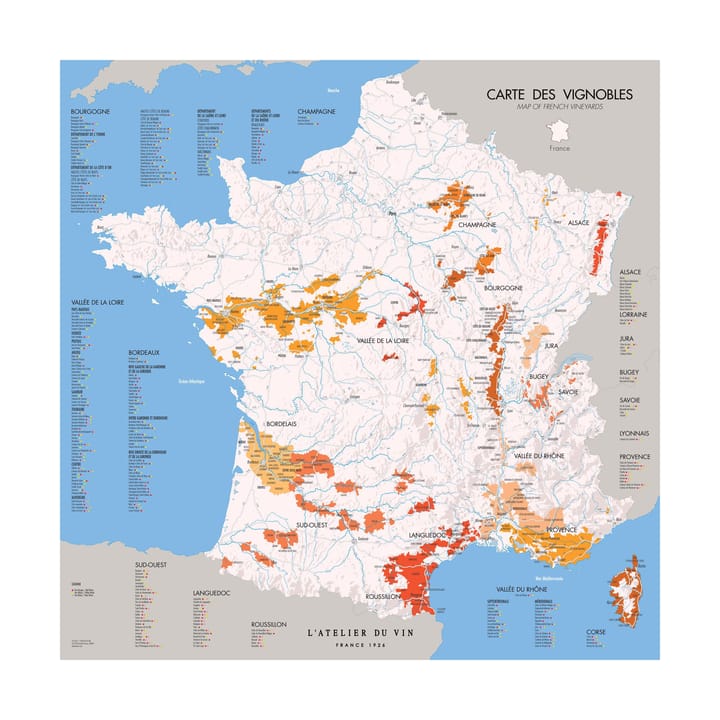 L'Atelier Weinkarte Frankreich - 57x57 cm - L'Atelier du Vin
