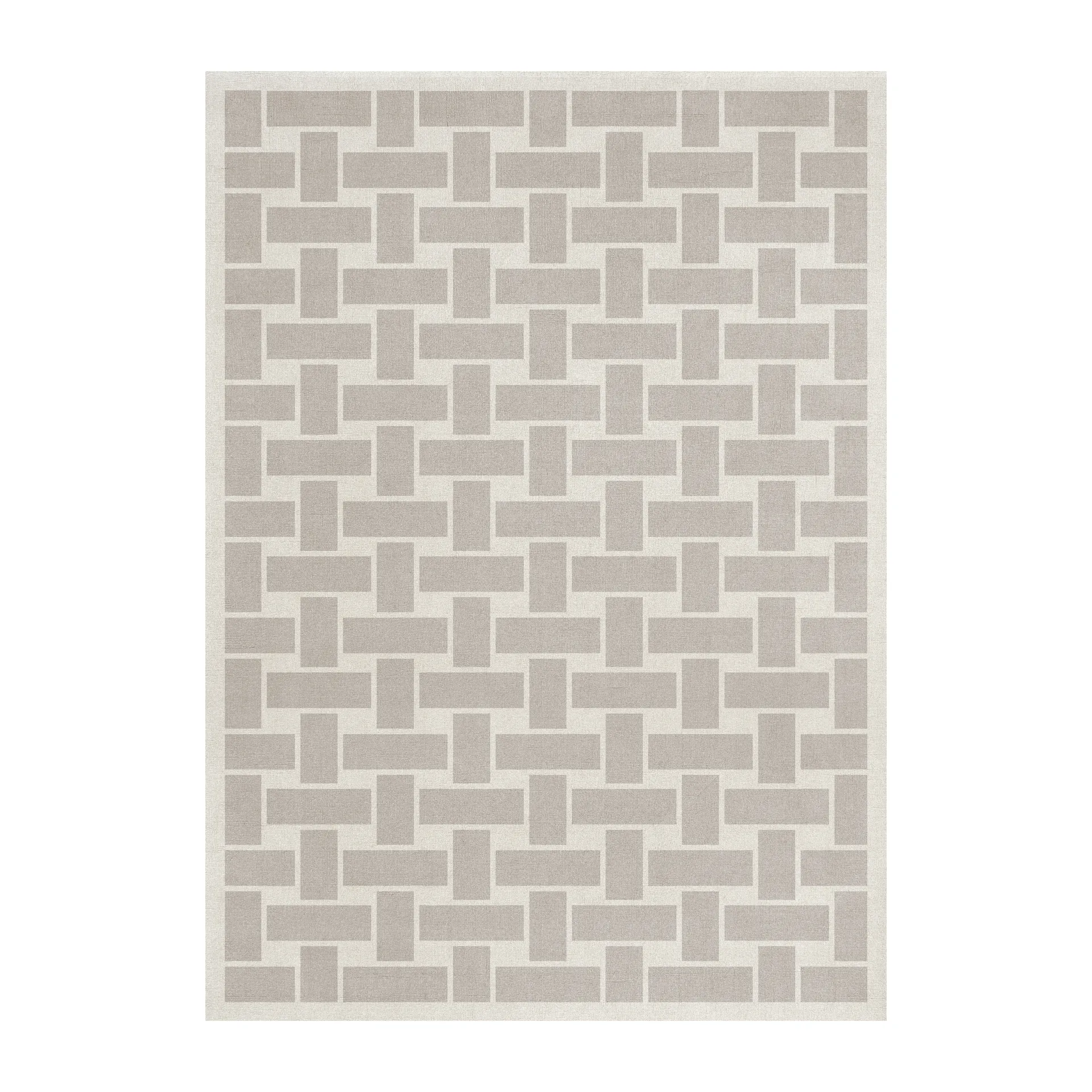 60S Geo Basket Weave Wollteppich, Oatmeal, 180 x 270cm Layered