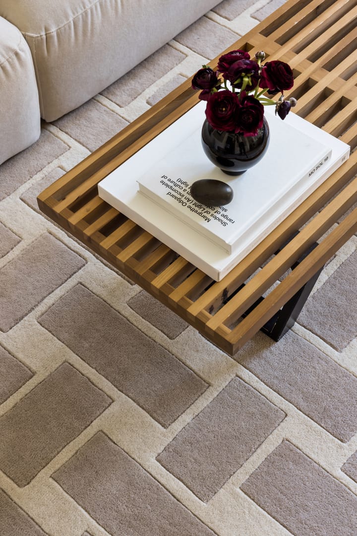 60S Geo Basket Weave Wollteppich, Oatmeal, 180 x 270cm Layered