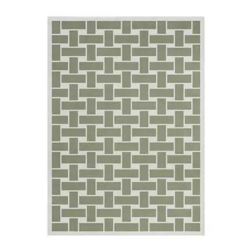 60S Geo Basket Weave Wollteppich - Olive, 180 x 270cm - Layered