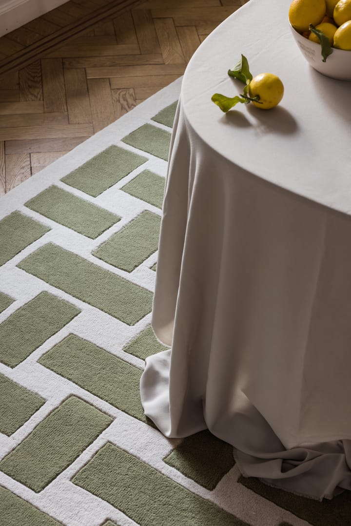 60S Geo Basket Weave Wollteppich - Olive, 180 x 270cm - Layered