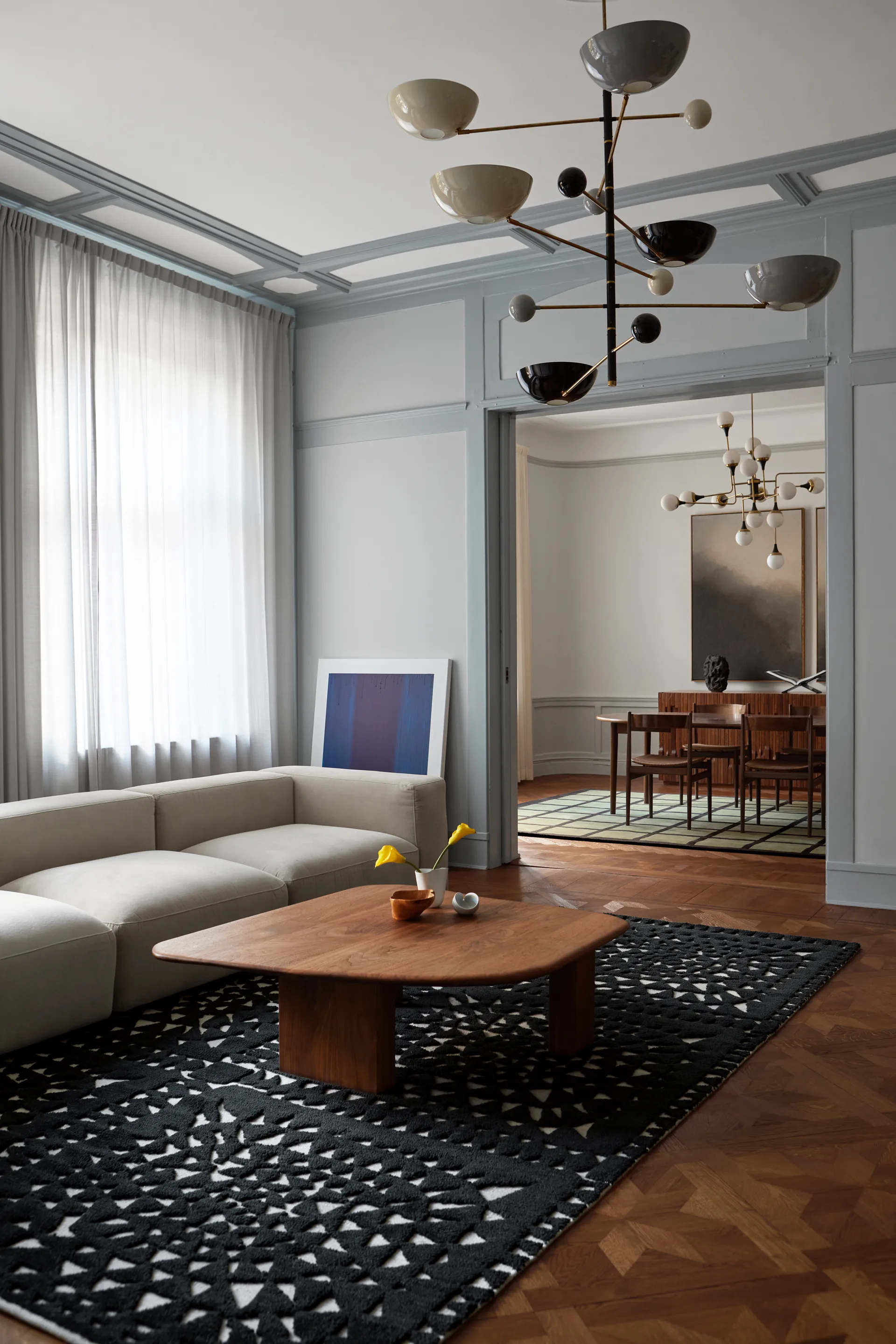 Avenue Checked Wollteppich, Olive, 250 x 350cm Layered